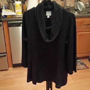 Sunday Shimmering Black Cowl Neck Sweater